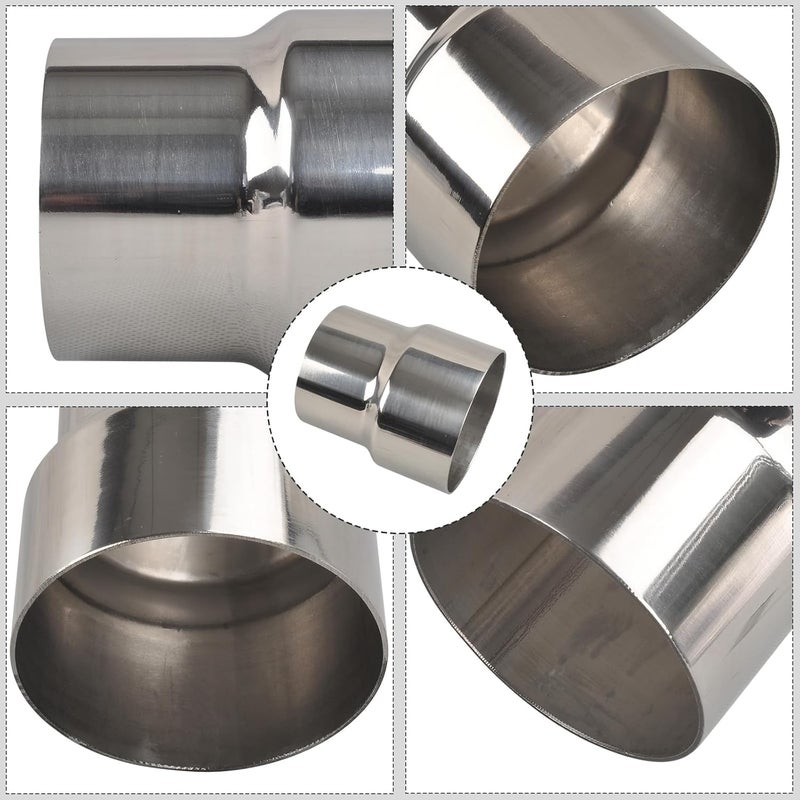 SSN Exhaust Pipe Reducer Component Adapter 3 Inch OD to 3.5 Inch OD Polished 304 Stainless Steel Universal OD 3" to OD 3.5" Exhaust Pipe Reducer Adapter 4 Inch Length-Pair 2 Pcs - Image 2